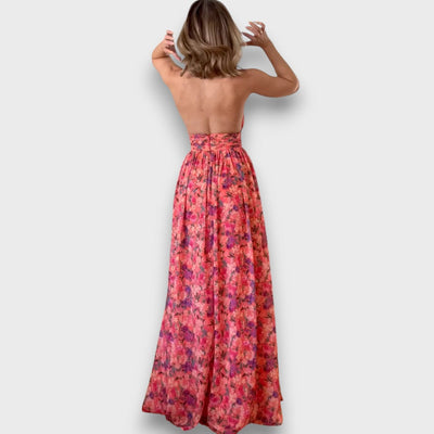 Serelina – Halter-Neck Floral Print Maxi Kleid