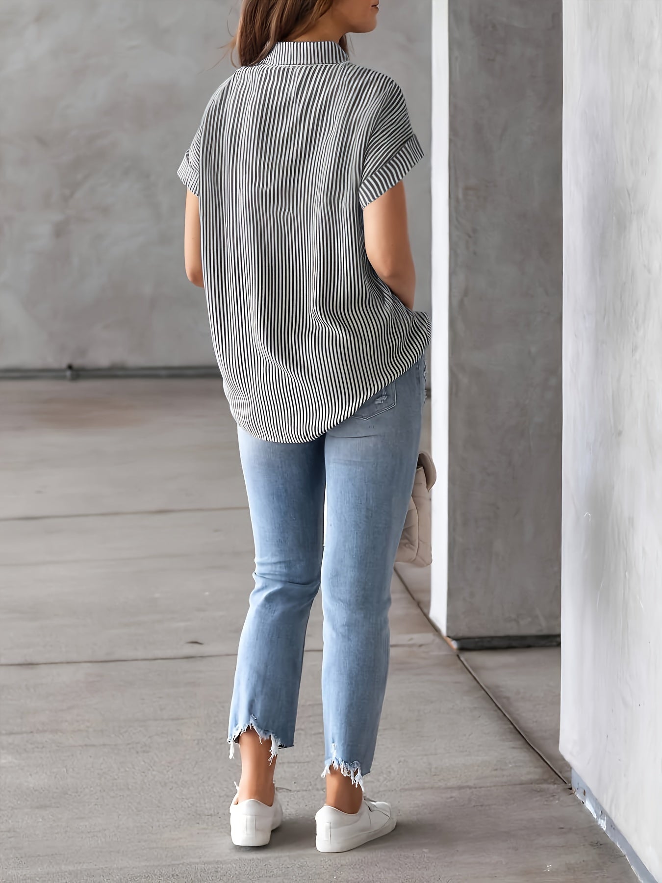 Damen Sommer Leinenbluse – Gestreift, Leicht & Bequem Casual
