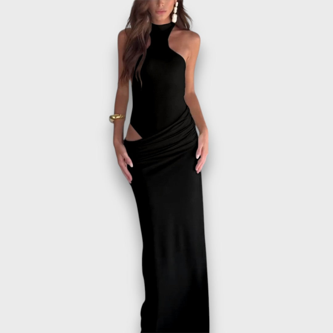 Luma – Figurbetontes Kleid mit Cut-out und Stehkragen