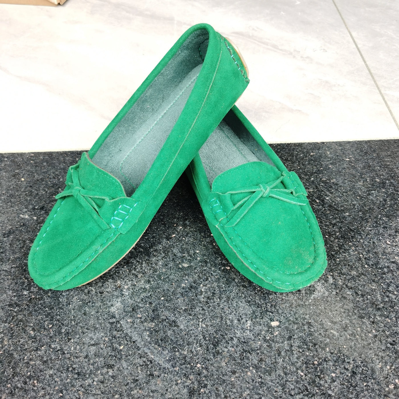 Retro Loafers mit Schleifen-Detail, Runde Zehen Slip-On Schuhe