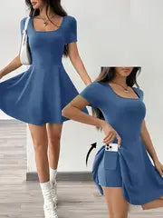 Esther -  Braunes gestricktes kurzes Freizeitkleid