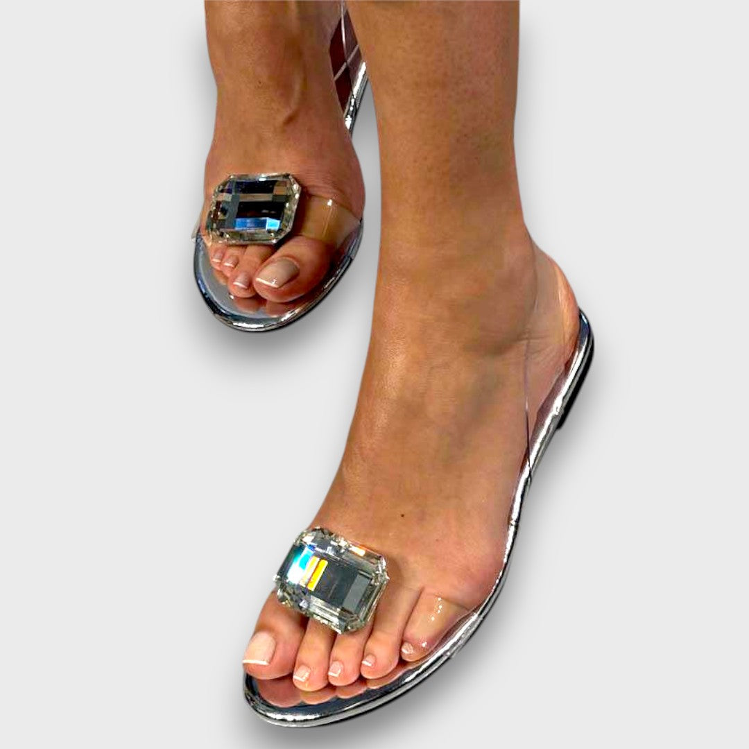Lucienne – Transparente Kristall-Sandalen