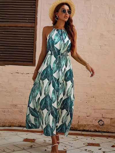 Jocelyn® | Neckholder-Strandkleid mit Blattmuster