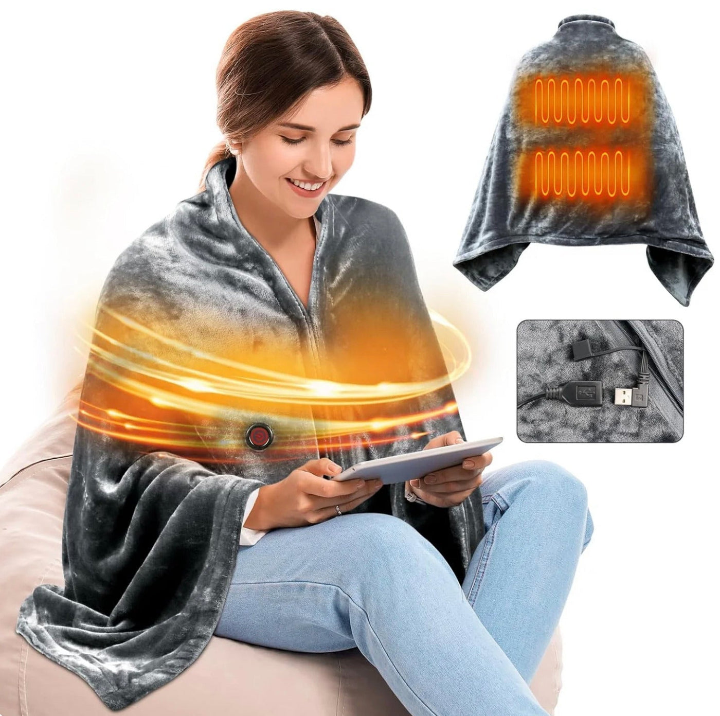 WärmeGenuss Hoodie™ | Beheizte Kapuzendecke mit Kuschelkomfort