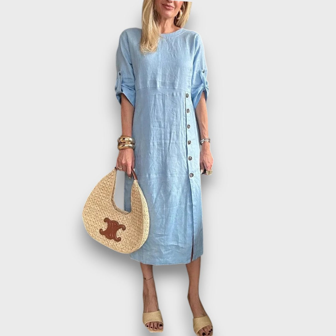 Eliane – Leichtes Leinenkleid mit Knopfleiste
