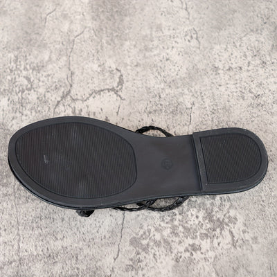 Stylische Plus-Size Goldene Geflochtene Flache Sandalen für Damen
