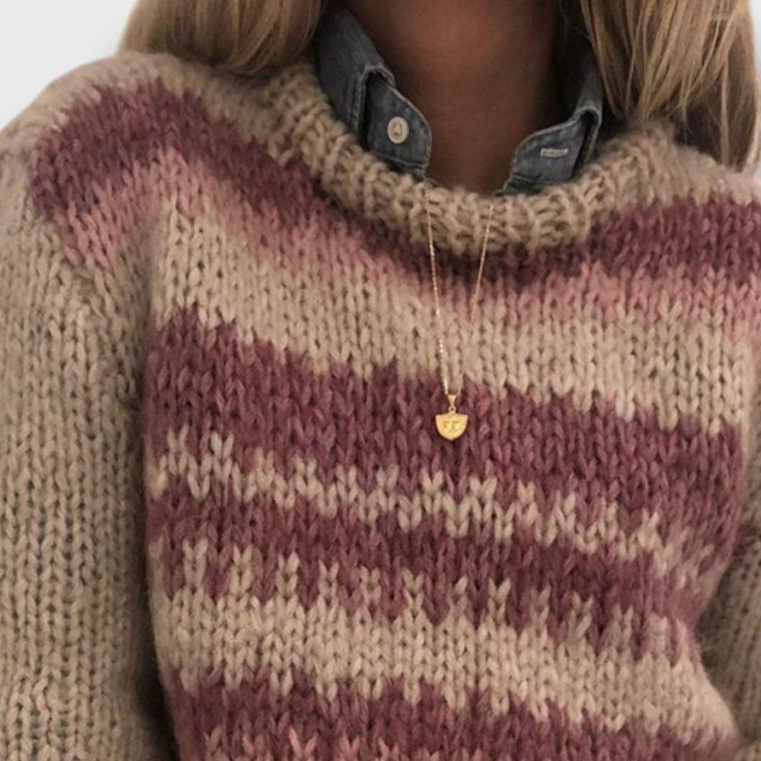 Marlene – Retro Pullover mit Kontrastmuster