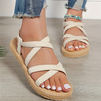 Kreuzriemen Sandalen, Elastische Riemen, Offene Zehen