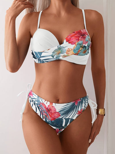 Damen Bikini Set – Hochdehnbar, Blumenmuster, Verstellbare Träger