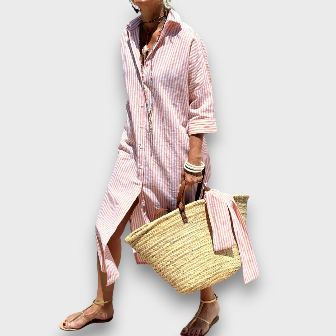 Luméra – Gestreiftes Hemdkleid mit Schlitz