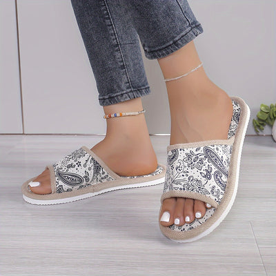 Damen Sommer-Hausschuhe – Leichte, Bunte Slippers mit Paisley-Muster