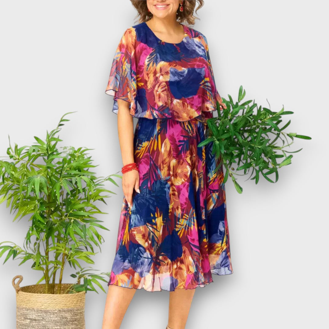 Elorina – Luftiges Chiffonkleid in leuchtenden Farben