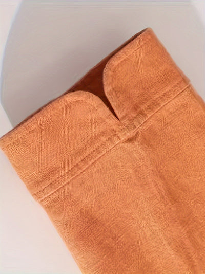 Leinenhemd Langarm Stehkragen, Knopfleiste, Atmungsaktiv, Tangerine-Rot