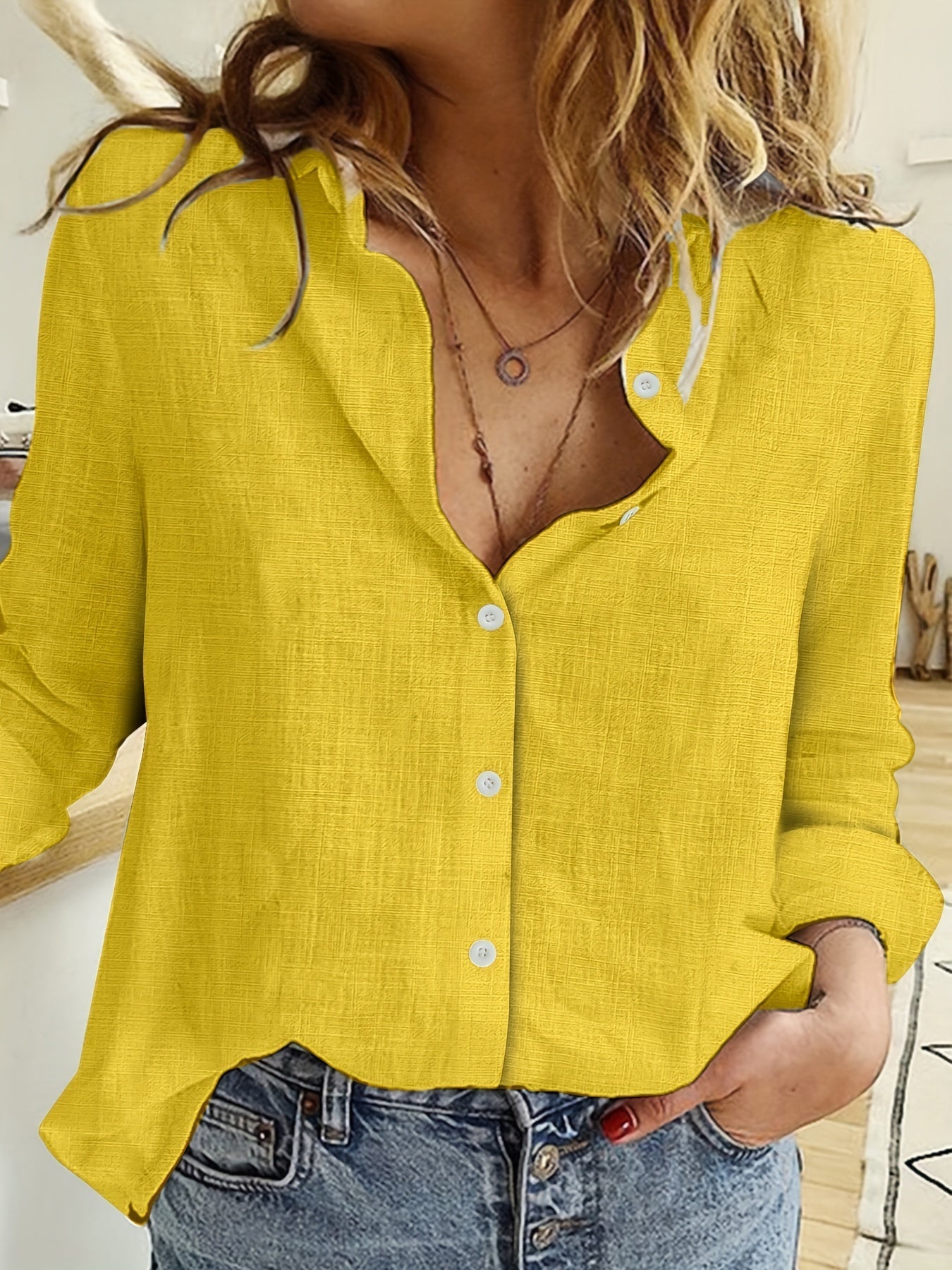 Leinen-Look Damen Bluse – Luftig, Elegant & Bequem für Alltag