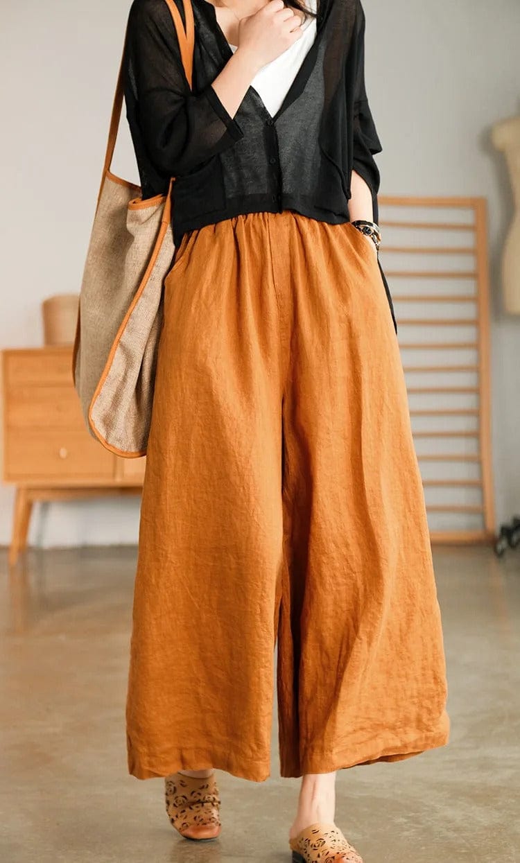 BRIANNA - Weite Hose aus Baumwolle und Leinen