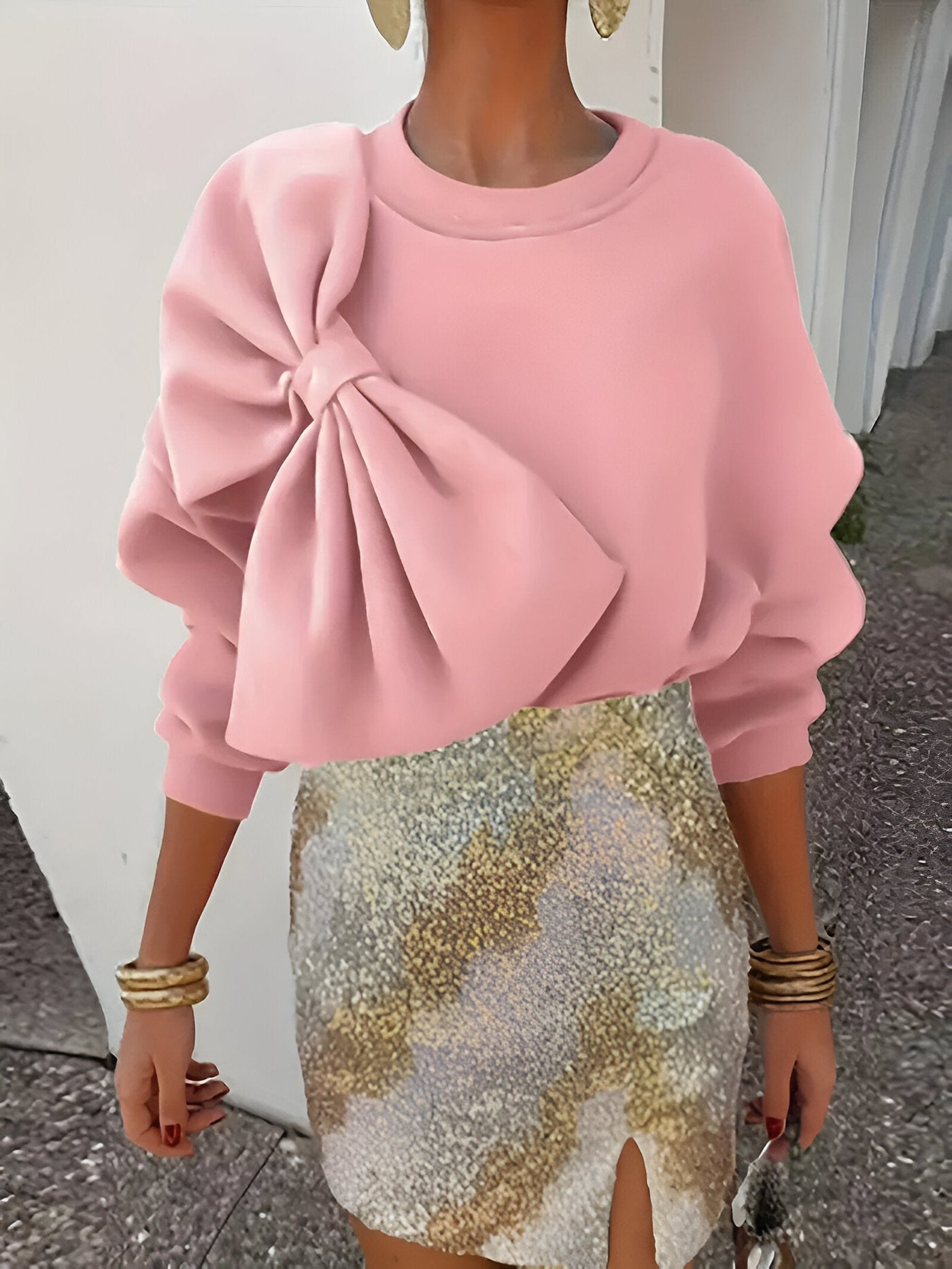 Neysha - stylischer pullover mit großer schleife