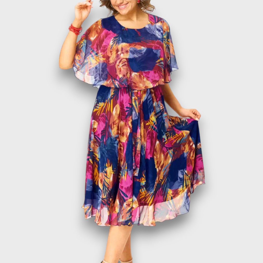 Elorina – Luftiges Chiffonkleid in leuchtenden Farben