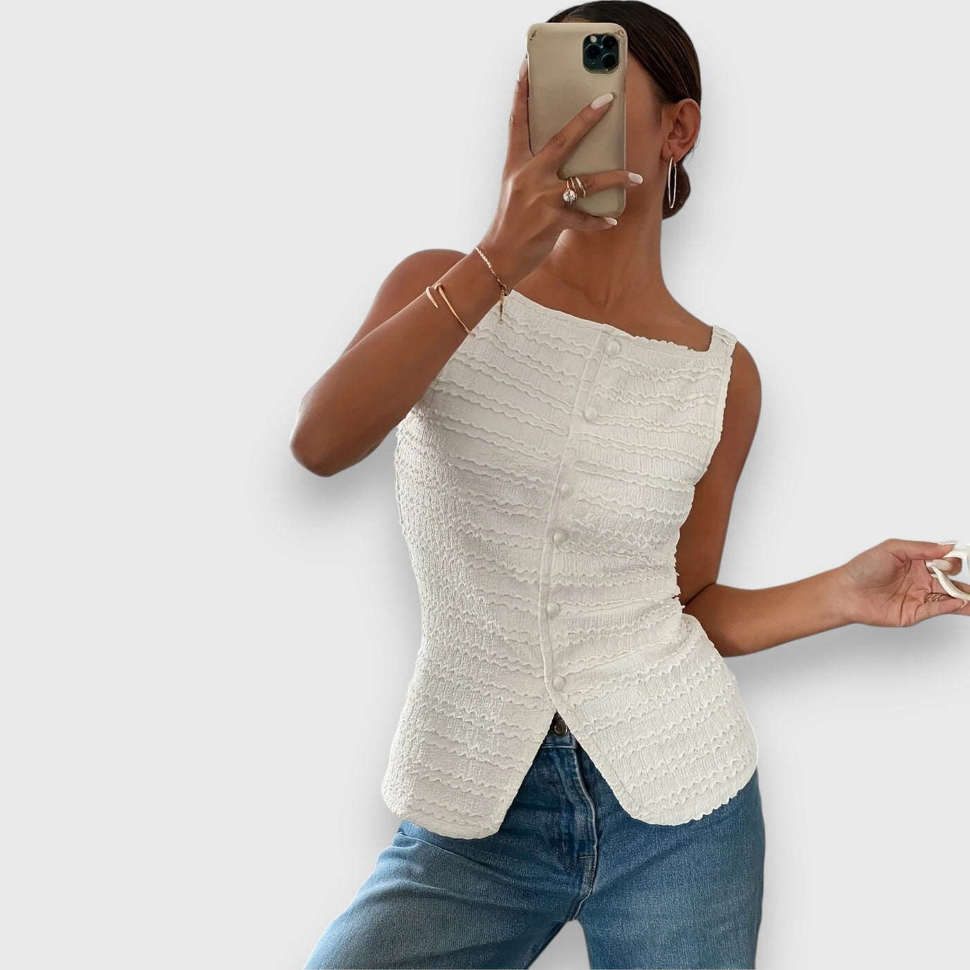 Livona – Ärmelloses Hemd mit Struktur