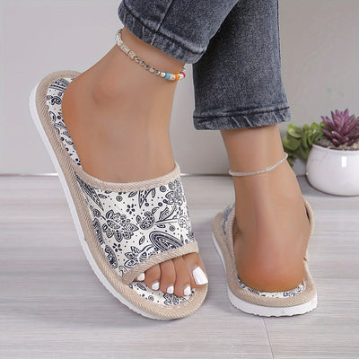 Damen Sommer-Hausschuhe – Leichte, Bunte Slippers mit Paisley-Muster