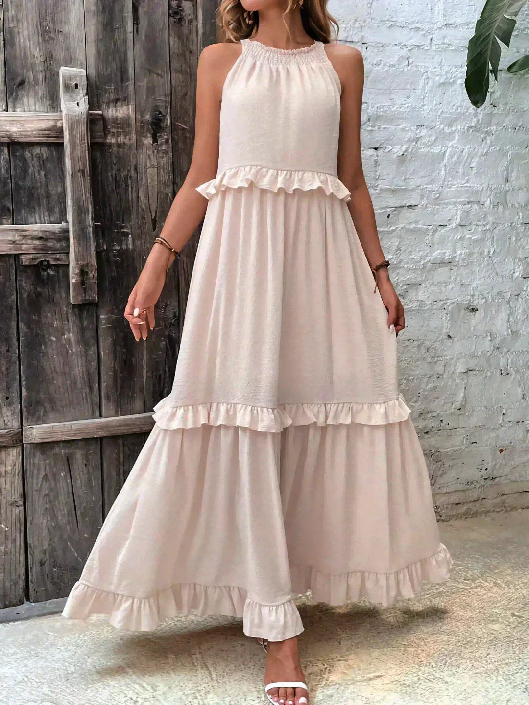 Sarah | Maxikleid mit Volants Halter Elegantess Unverzichtbar (Fast Ausverkauft)