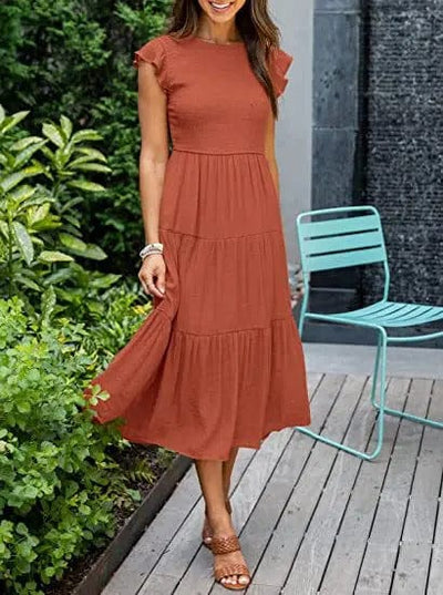 CARLOTTA - Gesmoktes Midikleid mit elastischer Taille