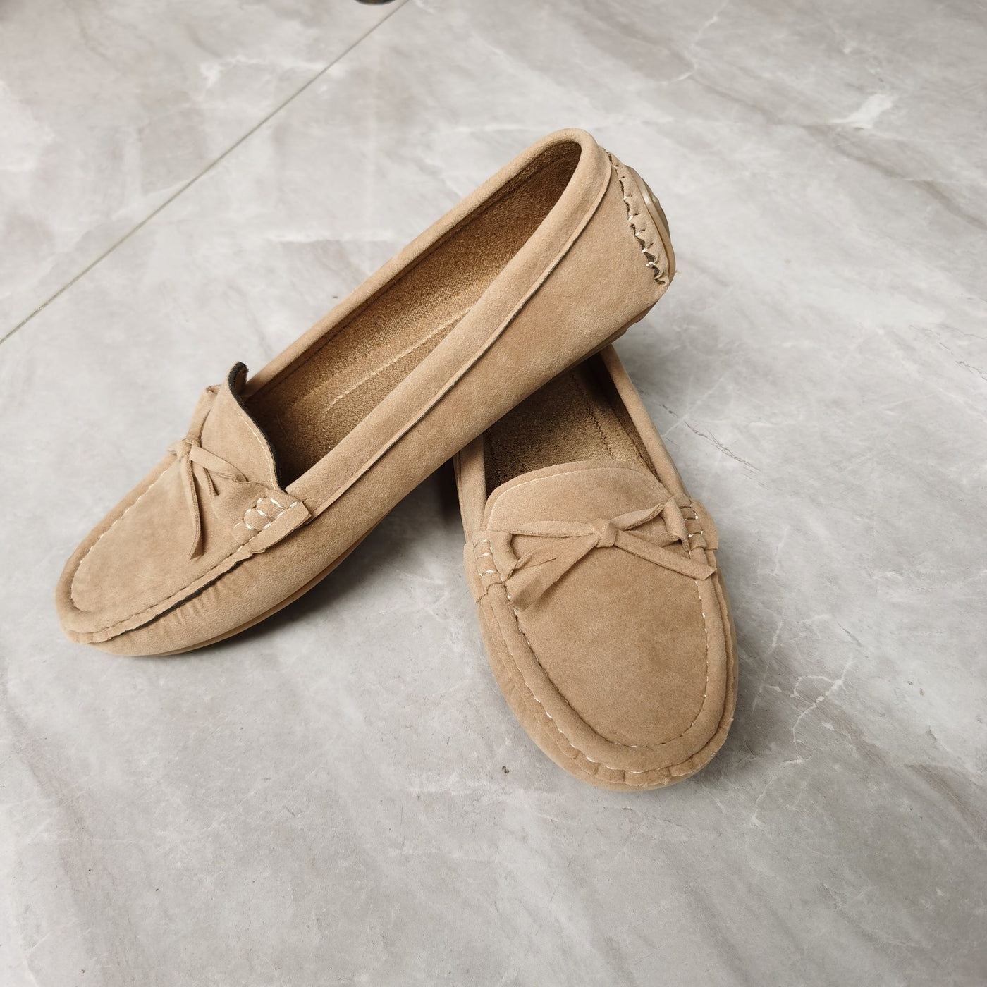 Retro Loafers mit Schleifen-Detail, Runde Zehen Slip-On Schuhe