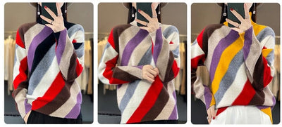 CHENA - Kontrastfarbe Rollkragenpullover 2024