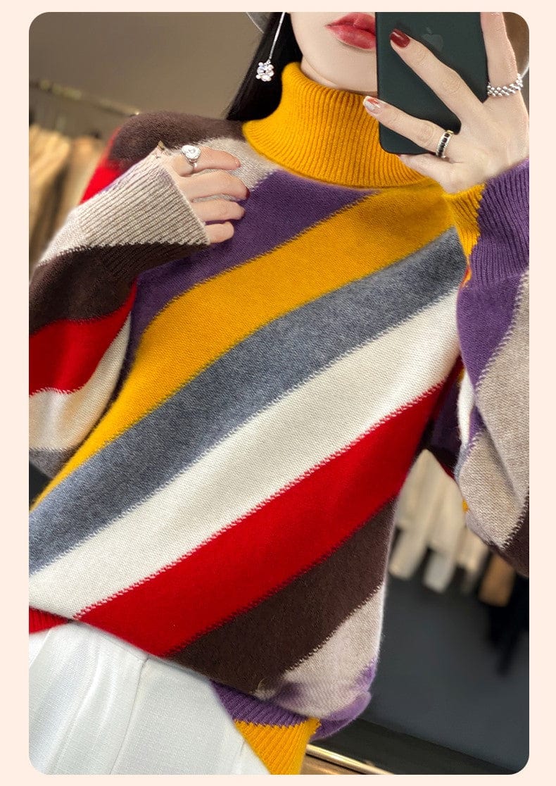 CHENA - Kontrastfarbe Rollkragenpullover 2024