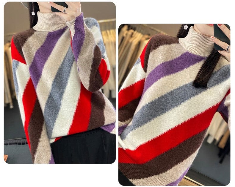 CHENA - Kontrastfarbe Rollkragenpullover 2024