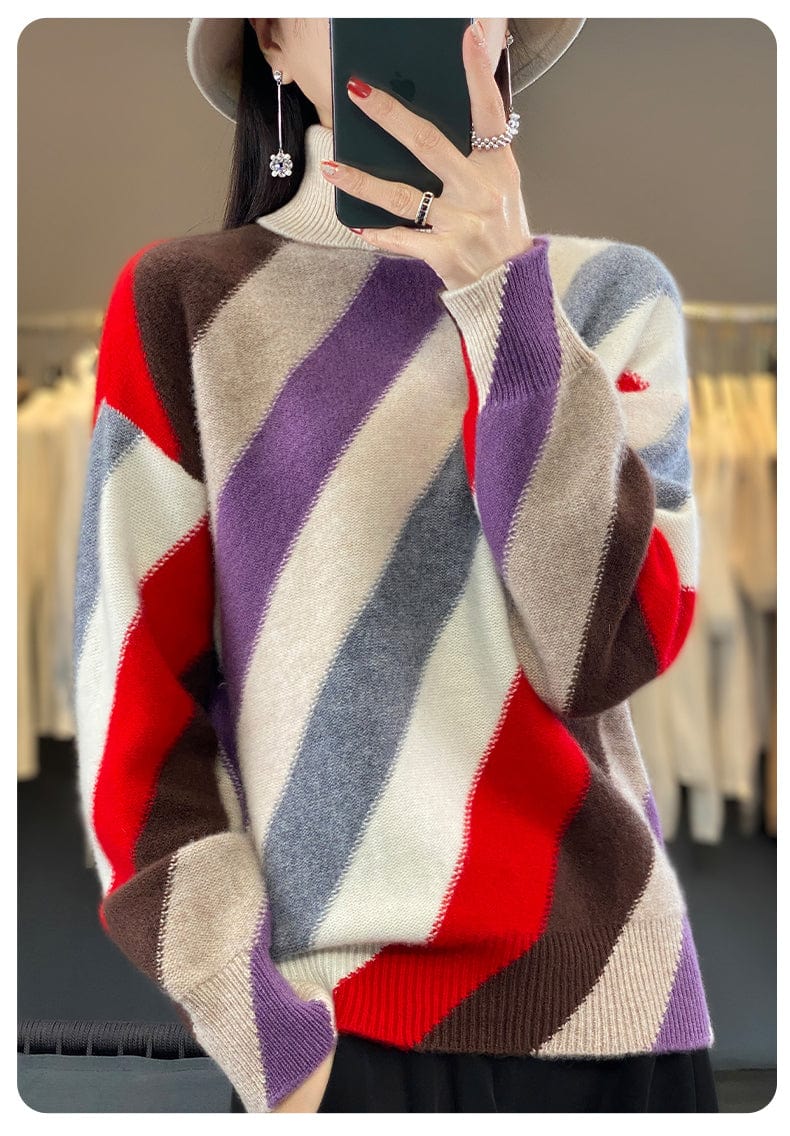 CHENA - Kontrastfarbe Rollkragenpullover 2024