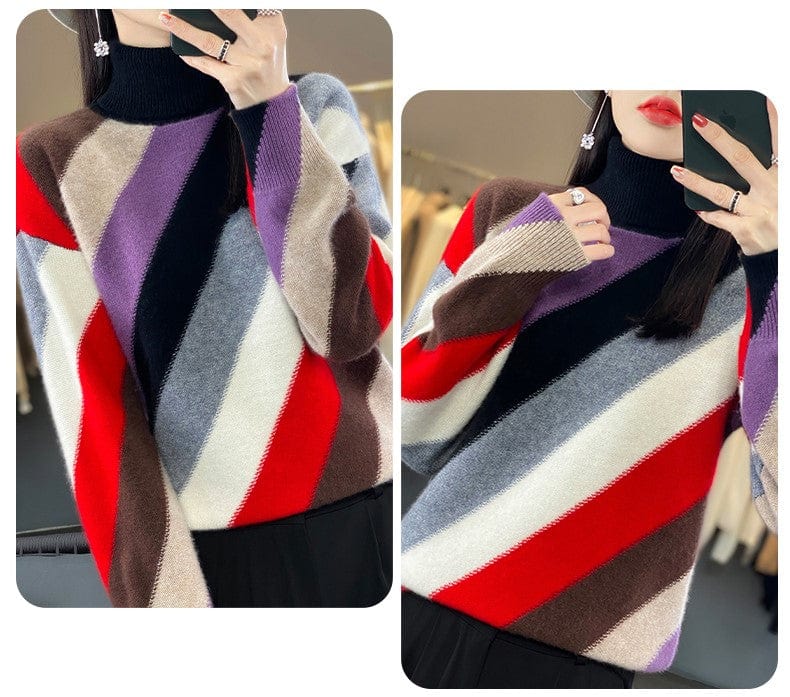 CHENA - Kontrastfarbe Rollkragenpullover 2024