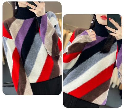 CHENA - Kontrastfarbe Rollkragenpullover 2024