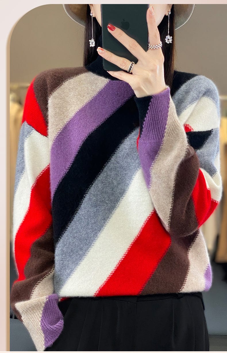 CHENA - Kontrastfarbe Rollkragenpullover 2024