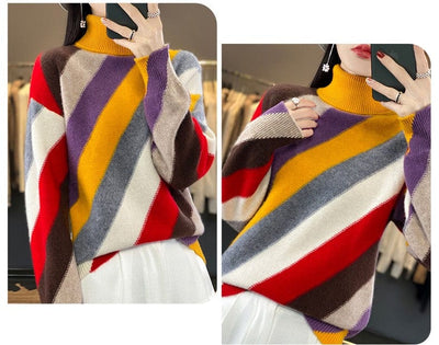 CHENA - Kontrastfarbe Rollkragenpullover 2024