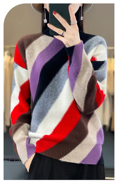 CHENA - Kontrastfarbe Rollkragenpullover 2024