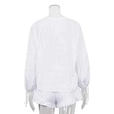 CIANA - Mini-Shorts und langärmeliges Top-Set