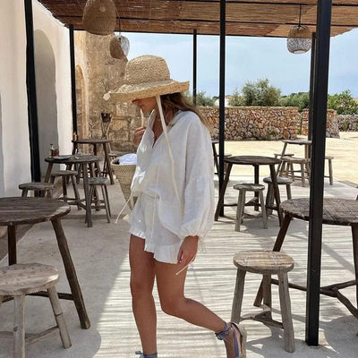 CIANA - Mini-Shorts und langärmeliges Top-Set