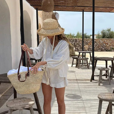 CIANA - Mini-Shorts und langärmeliges Top-Set