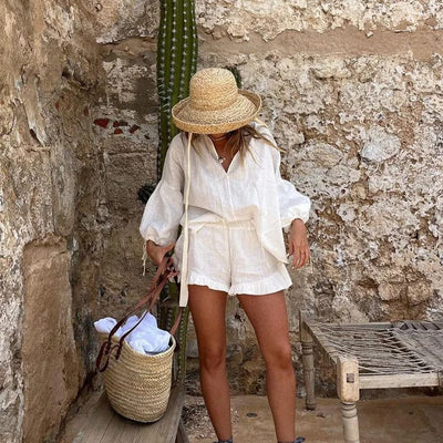 CIANA - Mini-Shorts und langärmeliges Top-Set