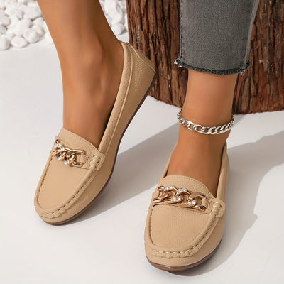 Loafers mit Ketten-Dekor – Leichte Slip-On Schuhe Rundzehen