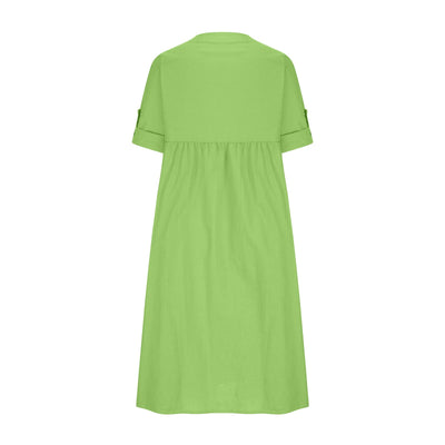 DALLYN - Lässiges Baumwolle-Leinen-Langkleid