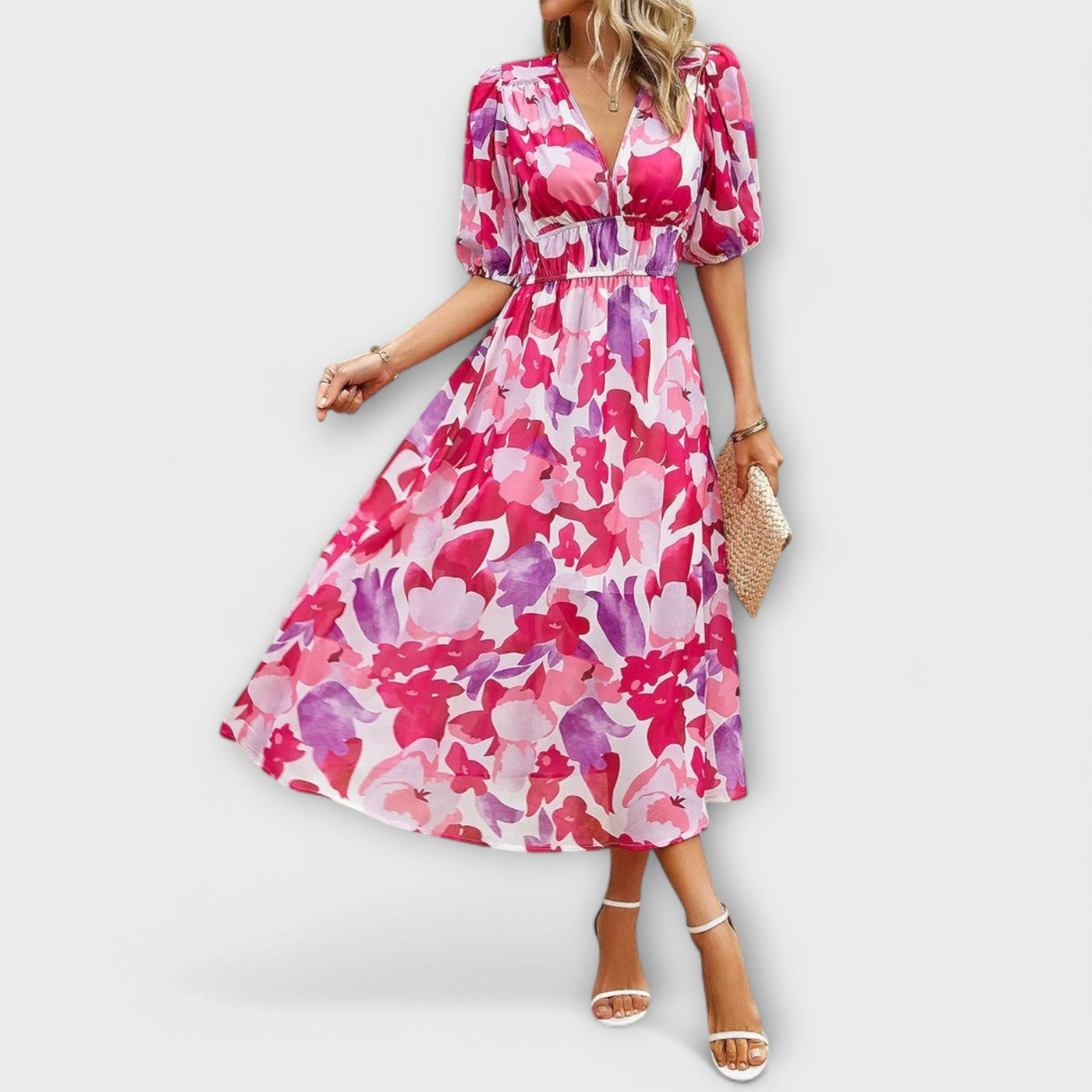 Florina – Luftiges Midikleid mit farbenfrohem Print