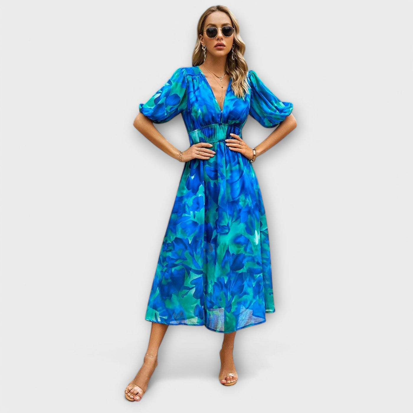 Florina – Luftiges Midikleid mit farbenfrohem Print