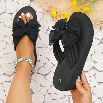 Aria | Damen Bowknot Dekor Plattform Flip Flops