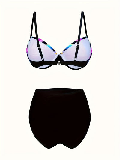 Damen Bikini Set – Gestreift, Hochdehnbar, Elegant & Sportlich