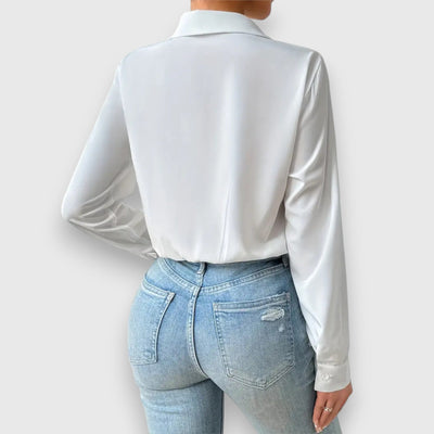 Maira – Hemd-Body mit klassischem Kragen