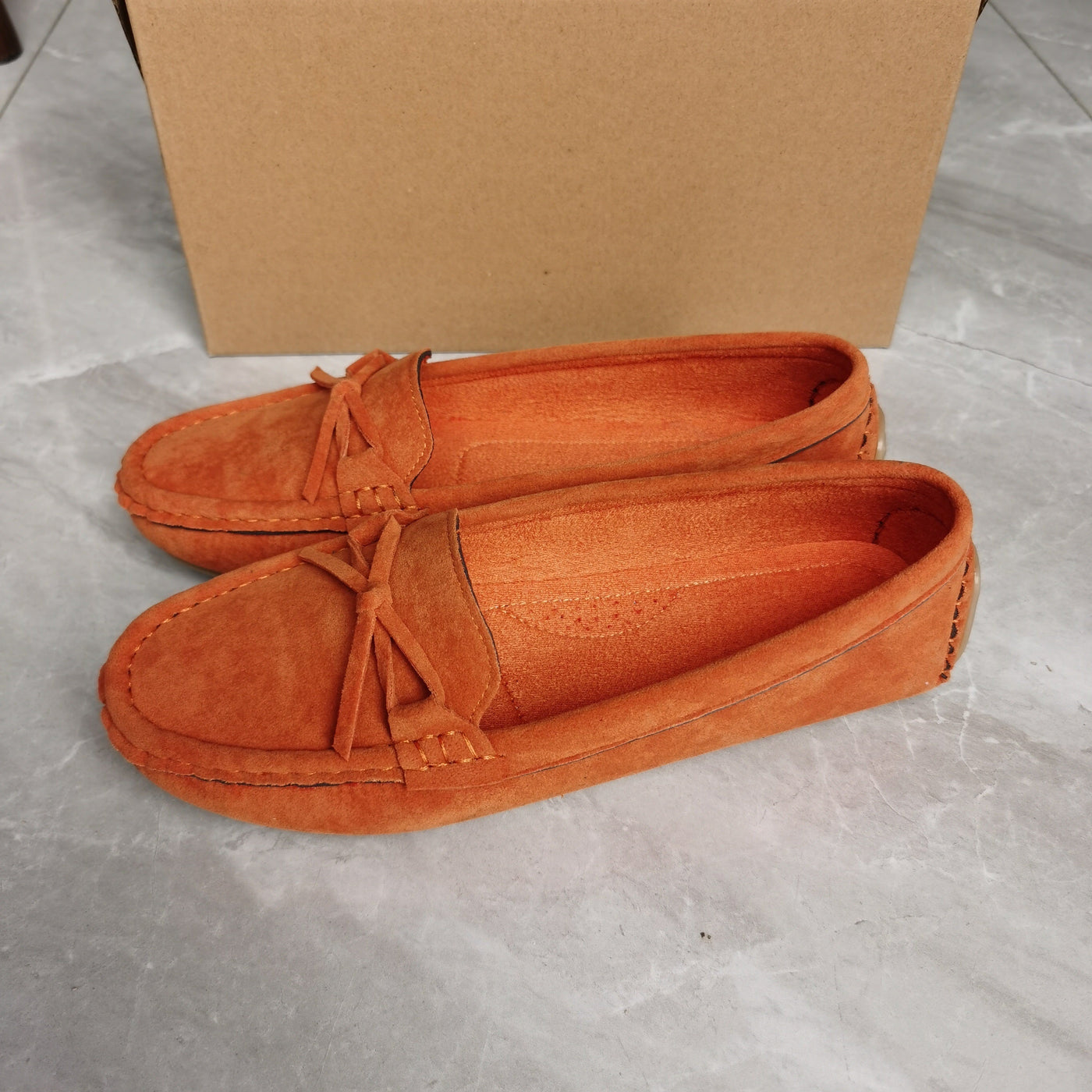 Retro Loafers mit Schleifen-Detail, Runde Zehen Slip-On Schuhe