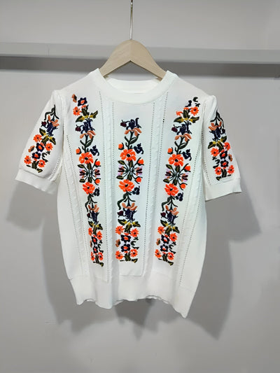 Nadette - frisches blumentop mit kurzen armeln