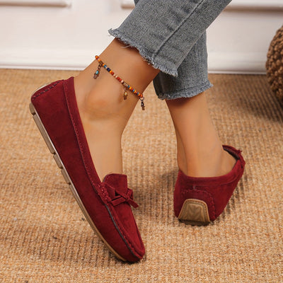 Retro Loafers mit Schleifen-Detail, Runde Zehen Slip-On Schuhe
