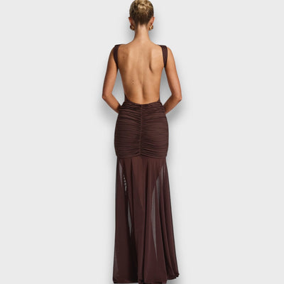 Carmelita – Bodenlanges Abendkleid mit Goldakzent